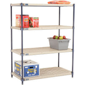 Nexel Nexelite 4 Shelf, Vented Plastic Mat Shelving Unit, Starter, 42"W x 21"D x 54"H