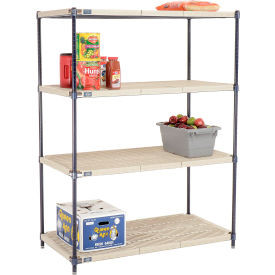 Nexel Nexelite 4 Shelf, Vented Plastic Mat Shelving Unit, Starter, 48"W x 24"D x 63"H