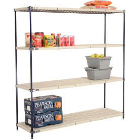 Nexel Nexelite 4 Shelf, Vented Plastic Mat Shelving Unit, Starter, 72"W x 24"D x 74"H