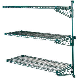 Nexel Poly-Green Adjustable Wall Mount Wire Shelving, 3 Shelf, Add On, 48"Wx18"Dx54"H