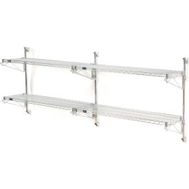 Nexel Chrome Adjustable Wall Mount Wire Shelving, 2 Shelf, Add On, 48"Wx14"Dx34"H