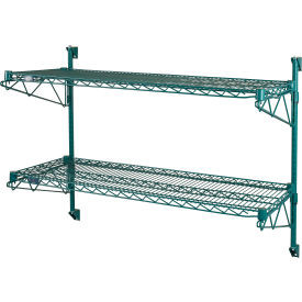 Nexel Poly-Green Adjustable Wall Mount Wire Shelving, 2 Shelf, Starter, 48"Wx18"Dx34"H