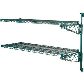 Nexel Poly-Green Adjustable Wall Mount Wire Shelving, 2 Shelf, Add On, 48"Wx18"Dx34"H