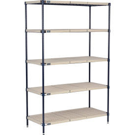 Nexel Nexelite 5 Shelf, Vented Plastic Mat Shelving Unit, Starter, 60"W x 18"D x 74"H