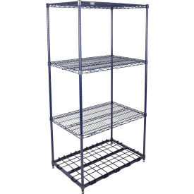 Nexel 4 Shelf, Nexelon Blue Wire Shelving Unit, Starter, 1 HD Shelf, 36"W x 24"D x 74"H