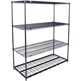 Nexel 4 Shelf, Nexelon Blue Wire Shelving Unit, Starter, 1 HD Shelf, 60"W x 24"D x 86"H