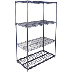 Nexel 4 Shelf, Nexelon Blue Wire Shelving Unit, Starter, 1 HD Shelf, 48"W x 24"D x 74"H