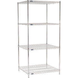 Nexel 4 Shelf, Chrome Wire Shelving Unit, Starter, 36"W x 30"D x 74"H