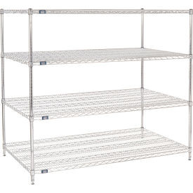 Nexel 4 Shelf, Chrome Wire Shelving Unit, Starter, 60"W x 36"D x 54"H