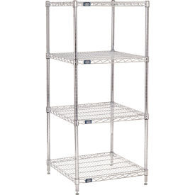 Nexel 4 Shelf, Chrome Wire Shelving Unit, Starter, 24"W x 24"D x 63"H
