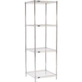 Nexel 4 Shelf, Chrome Wire Shelving Unit, Starter, 24"W x 24"D x 74"H