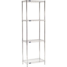 Nexel 4 Shelf, Chrome Wire Shelving Unit, Starter, 24"W x 14"D x 86"H