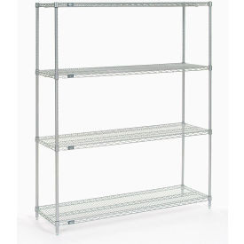 Nexel 4 Shelf, Stainless Steel Wire Shelving Unit, Starter, 60"W x 18"D x 74"H