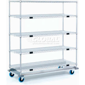 Nexel Open Sided Wire Exchange Truck w/5 Wire Shelves, 1000 lb. Capacity, 48"L x 18"W x 69"H