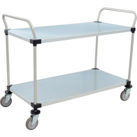 Nexel 2 Shelf, Galvanized Utility Cart, 48"Wx24"Dx39"H, Polyurethane Swivel Casters