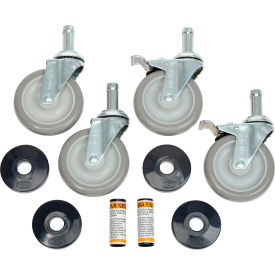 Nexel Stem Casters Set (4), 5" Polyurethane Wheel, 2 with Brakes, 1200 Lb Capacity