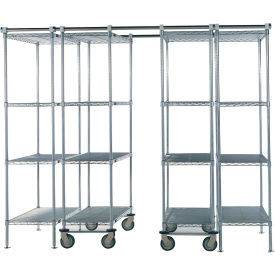 Nexel Space-Trac, 4 Unit, Chrome High Density Shelving, 48"W x 24"D x 88"H, 12' Length
