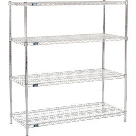 Nexel 4 Shelf, Chrome Wire Shelving Unit, Starter, 48"W x 21"D x 54"H