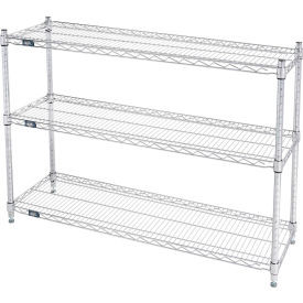 Nexel 3 Shelf, Chrome Wire Shelving Unit, Starter, 48"W x 14"D x 34"H