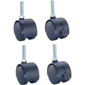 Nexel CA2BN4 (2) Swivel (2) Swivel Brake Stem Casters, 2" Nylon, Set of (4), 300 lb Capacity