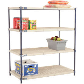 Nexel Nexelite 4 Shelf, Vented Plastic Mat Shelving Unit, Starter, 48"W x 24"D x 54"H