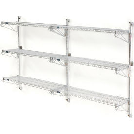 Nexel Chrome Adjustable Wall Mount Wire Shelving, 3 Shelf, Add On, 48"Wx14"Dx54"H