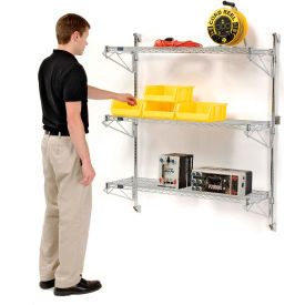 Nexel Chrome Adjustable Wall Mount Wire Shelving, 3 Shelf, Starter, 48"Wx24"Dx54"H