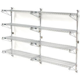 Nexel Poly-Green Adjustable Wall Mount Wire Shelving, 4 Shelf, Add On, 54"Wx14"Dx63"H
