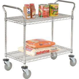 Nexel Chrome Utility Cart w/2 Shelves & Poly Brake Casters, 1200 lb. Cap, 36"L x 21"W x 39"H
