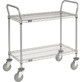 Nexel Utility Cart w/2 Shelves & Poly Casters, 1200 lb. Capacity, 30"L x 24"W x 39"H, Silver