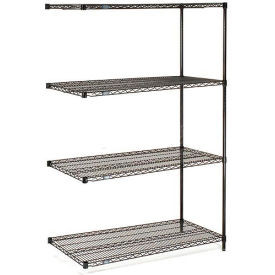 Nexel 4 Shelf, Black Epoxy Wire Shelving Unit, Add On, 48"W x 14"D x 86"H