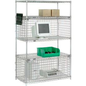 Nexel 5 Shelf, Chrome Wire Shelving Unit, 1 Enclosure, 36"W x 18"D x 74"H