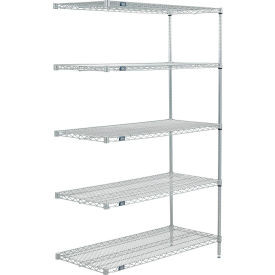 Nexel 5 Shelf, Poly-Z-Brite Wire Shelving Unit, Add On, 72"W x 21"D x 74"H