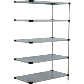 Nexel 5 Shelf, Galvanized Steel Solid Shelving Unit, Add On, 72"W x 24"D x 63"H