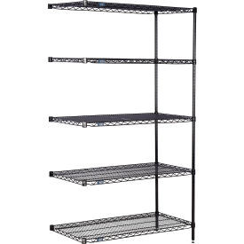 Nexel 5 Shelf, Black Epoxy Wire Shelving Unit, Add On, 54"W x 21"D x 74"H