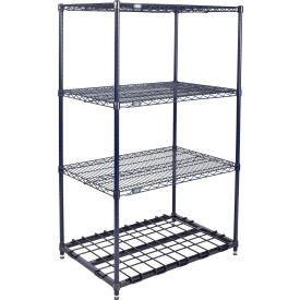Nexel 4 Shelf, Nexelon Blue Wire Shelving Unit, Starter, 1 HD Shelf, 24"W x 24"D x 86"H