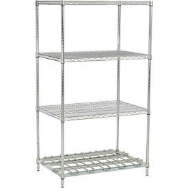 Nexel 4 Shelf, Poly-Z-Brite Standard Wire Shelving Unit, Starter, 24"W x 18"D x 74"H