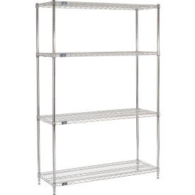 Nexel 4 Shelf, Chrome ESD Wire Shelving Unit, Starter, 48"W x 30"D x 86"H