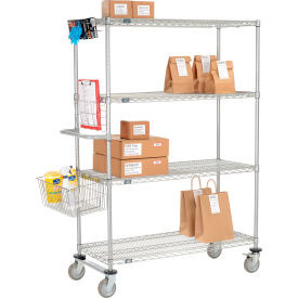 Nexelate Curbside Wire Truck w/4 Shelves & Polyurethane Casters, 42"L x 24"W x 69"H