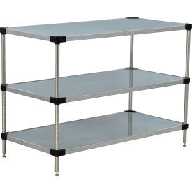 Nexel 3 Shelf, Galvanized Steel Solid Shelving Unit, Starter, 72"W x 18"D x 34"H