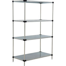 Nexel 4 Shelf, Galvanized Steel Solid Shelving Unit, Starter, 24"W x 18"D x 86"H