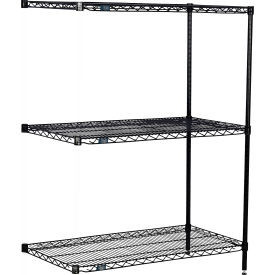 Nexel 3 Shelf, Black Epoxy Wire Shelving Unit, Add On, 72"W x 24"D x 34"H