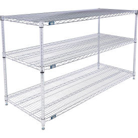Nexel 3 Shelf, Chrome Wire Shelving Unit, Starter, 60"W x 21"D x 34"H
