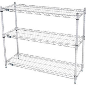 Nexel 3 Shelf, Chrome Wire Shelving Unit, Starter, 42"W x 18"D x 34"H