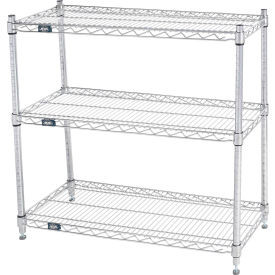Nexel 3 Shelf, Chrome Wire Shelving Unit, Starter, 36"W x 12"D x 34"H