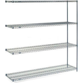 Nexel 4 Shelf, Nexelon Blue Wire Shelving Unit, Add On, 54"W x 24"D x 74"H