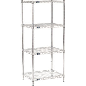 Nexel 4 Shelf, Chrome Wire Shelving Unit, Starter, 24"W x 18"D x 63"H