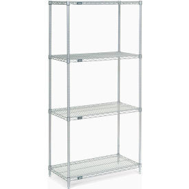Nexel 4 Shelf, Stainless Steel Wire Shelving Unit, Starter, 36"W x 18"D x 74"H