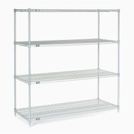 Nexel 4 Shelf, Stainless Steel Wire Shelving Unit, Starter, 60"W x 24"D x 63"H