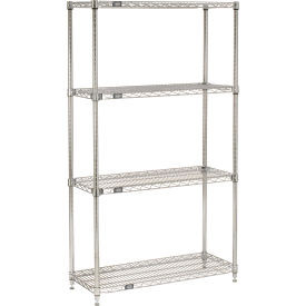 Nexel 4 Shelf, Chrome Quick Adjust Wire Shelving Unit, Starter, 36"W x 14"D x 63"H
